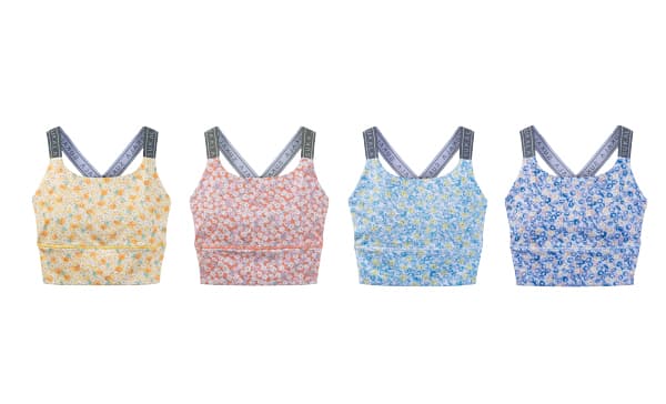 Flower Garden Print Cross Logo Bra Top